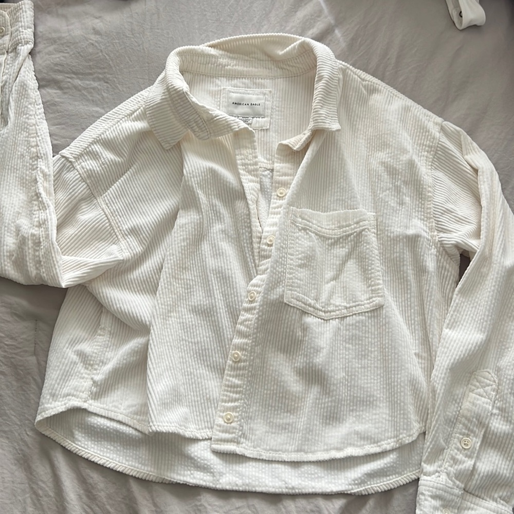 Cropped corduroy Shacket